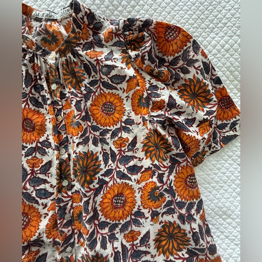 Alix of Bohemia Winnie Pastis Floral Cotton Blouse India L